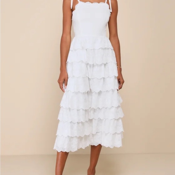 Lulus Dresses & Skirts - Lulu's White Tiered Midi Dress